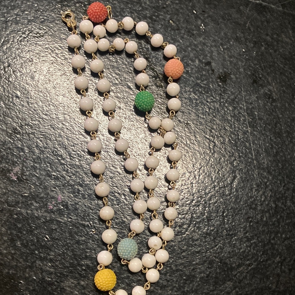 Elegant White and Multicolor Beaded Necklace